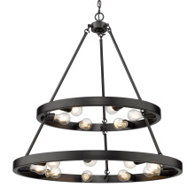 Golden 1019-69 BLK - Golden Lighting Castile 15-light 2-tier Chandelier (6+9) in Matte Black